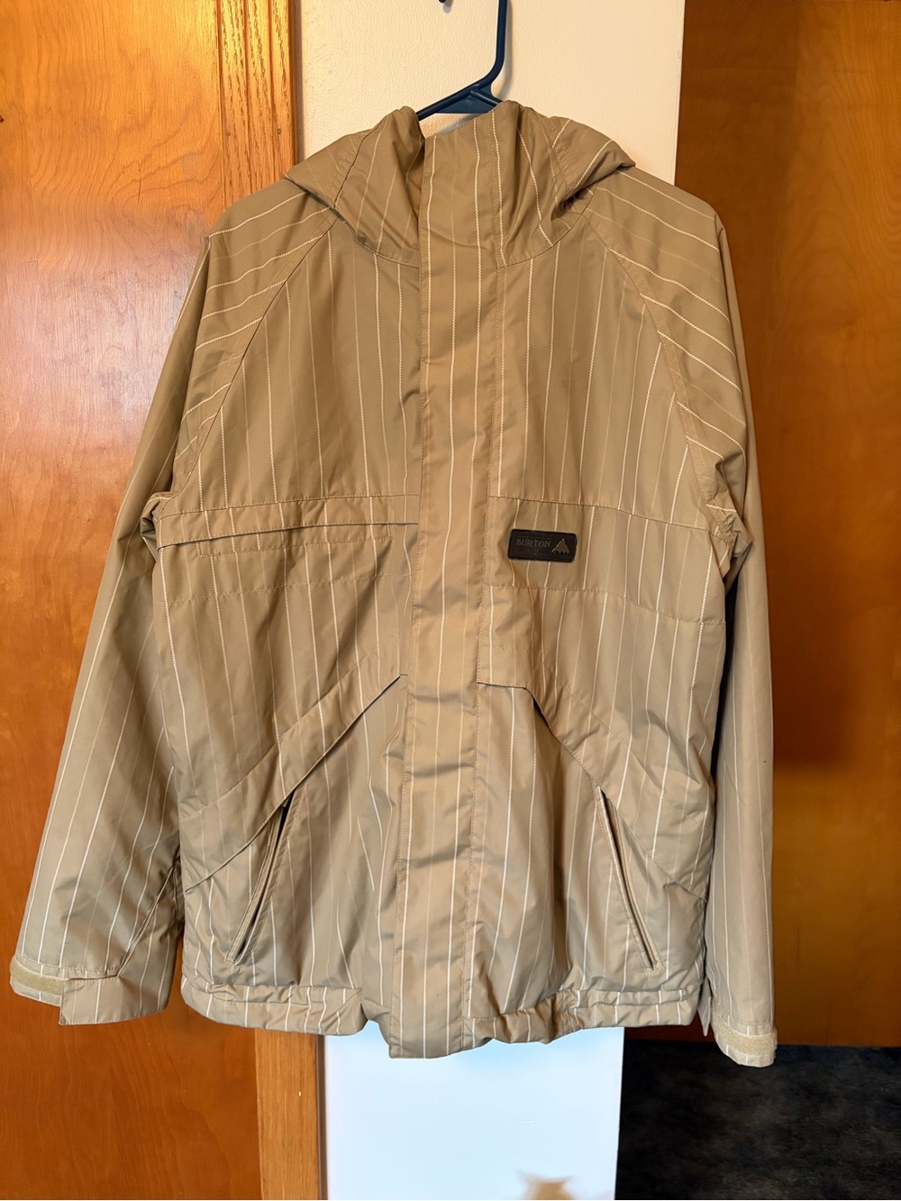 Burton Tan Pinstripe Hooded Ski Jacket